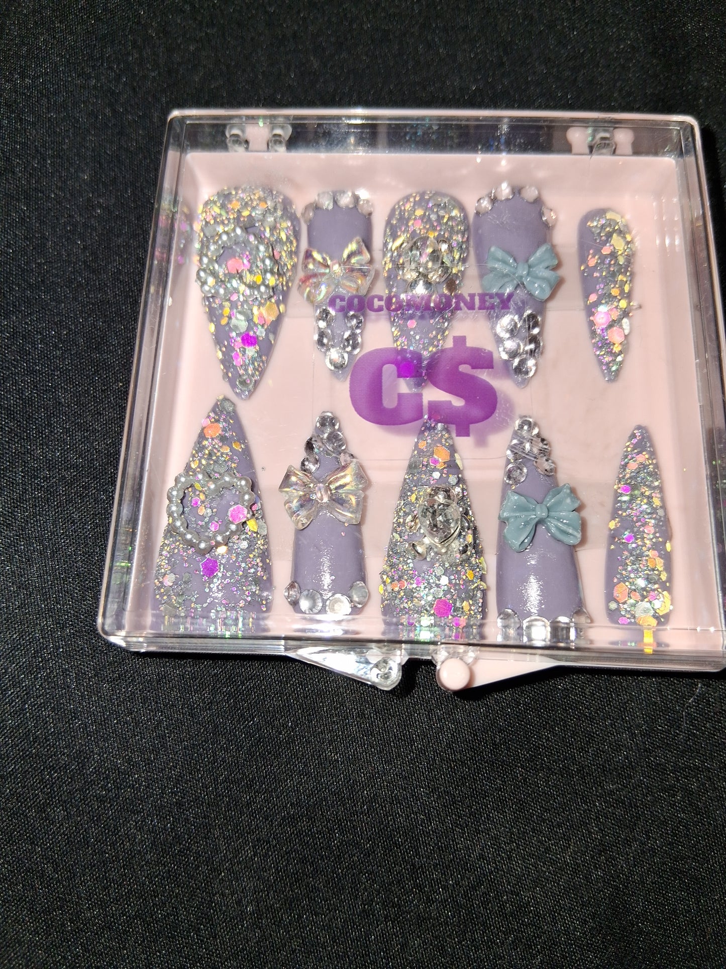 COCOMONEY NAILS CUSTOM ONE OF A KIND PIECES WITH NAIL BAG AND FREE GIFTS ACRYLIC