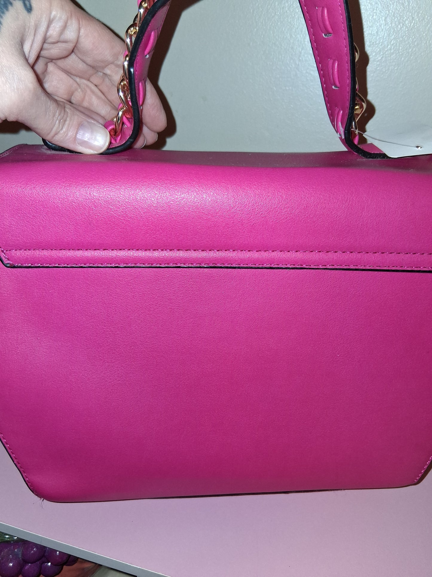 COCOMONEY HANDBAG ONLY 1 PINK MAGNETIC CLOSURE WITH STRAP 11IN BY 8IN BY 4IN pu