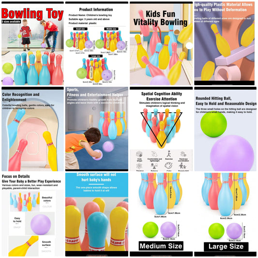 1 Set Of Children's Bowling Toys Parent-Child Interactive Indoor Ball Sports Boys And Girls Baby Leisure Sports Ball Puzzle Game Set Kindergarten Gift pp