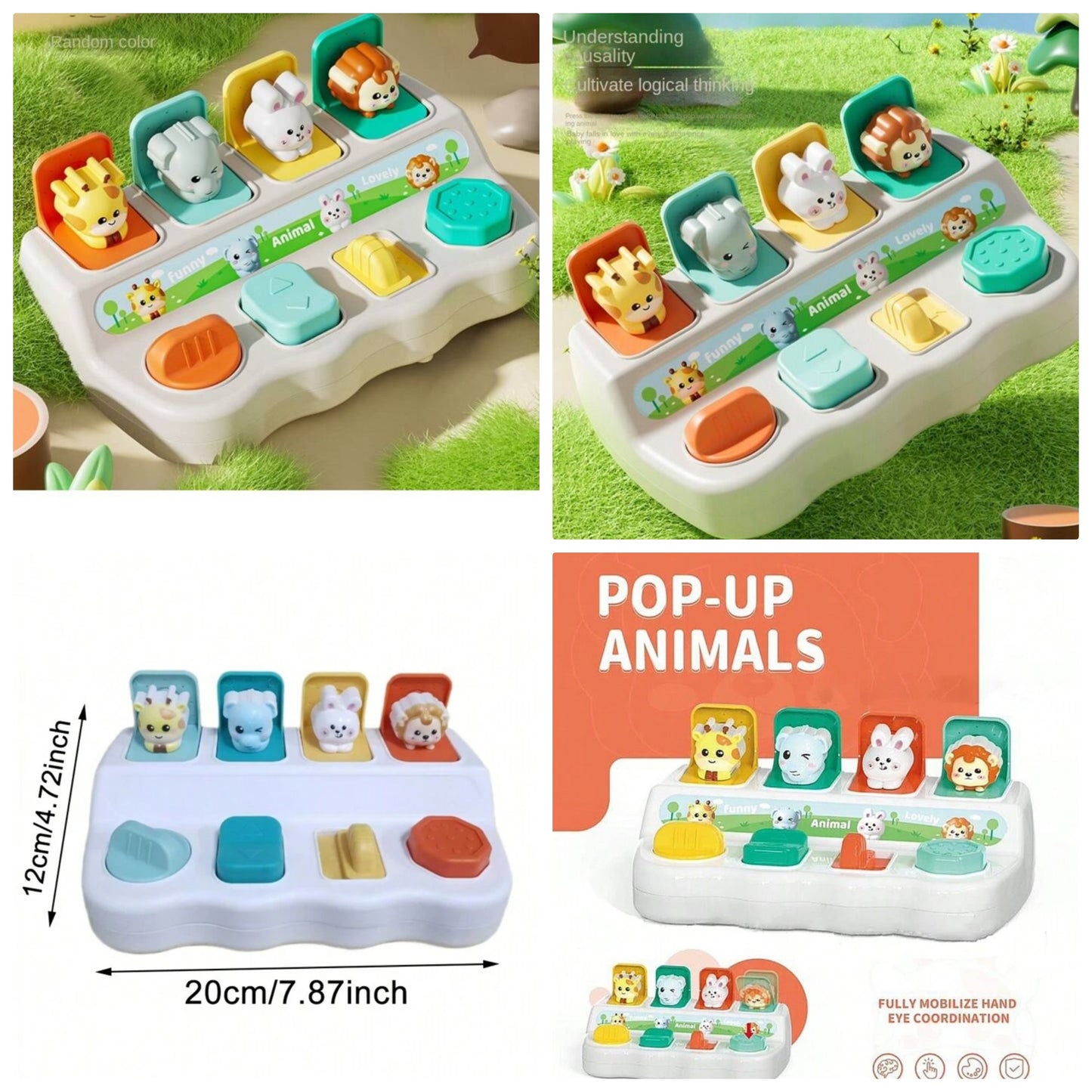 Peek-A-Boo Cause-And-Effect Popup Press & Play Toy, Baby Switch Box Exercise Grip And Cognitive Early Education Puzzle Infant Toys abs
