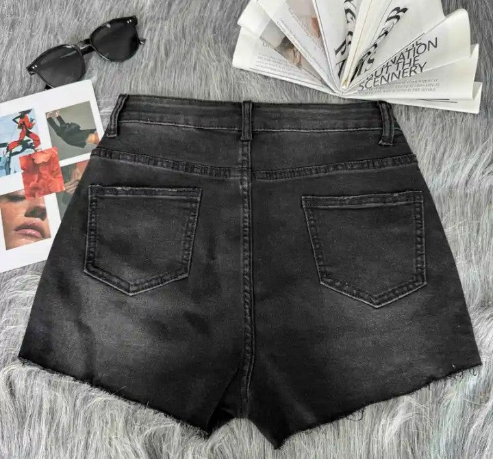 COCOMONEY RHINESTONE SHORTS BLACK
