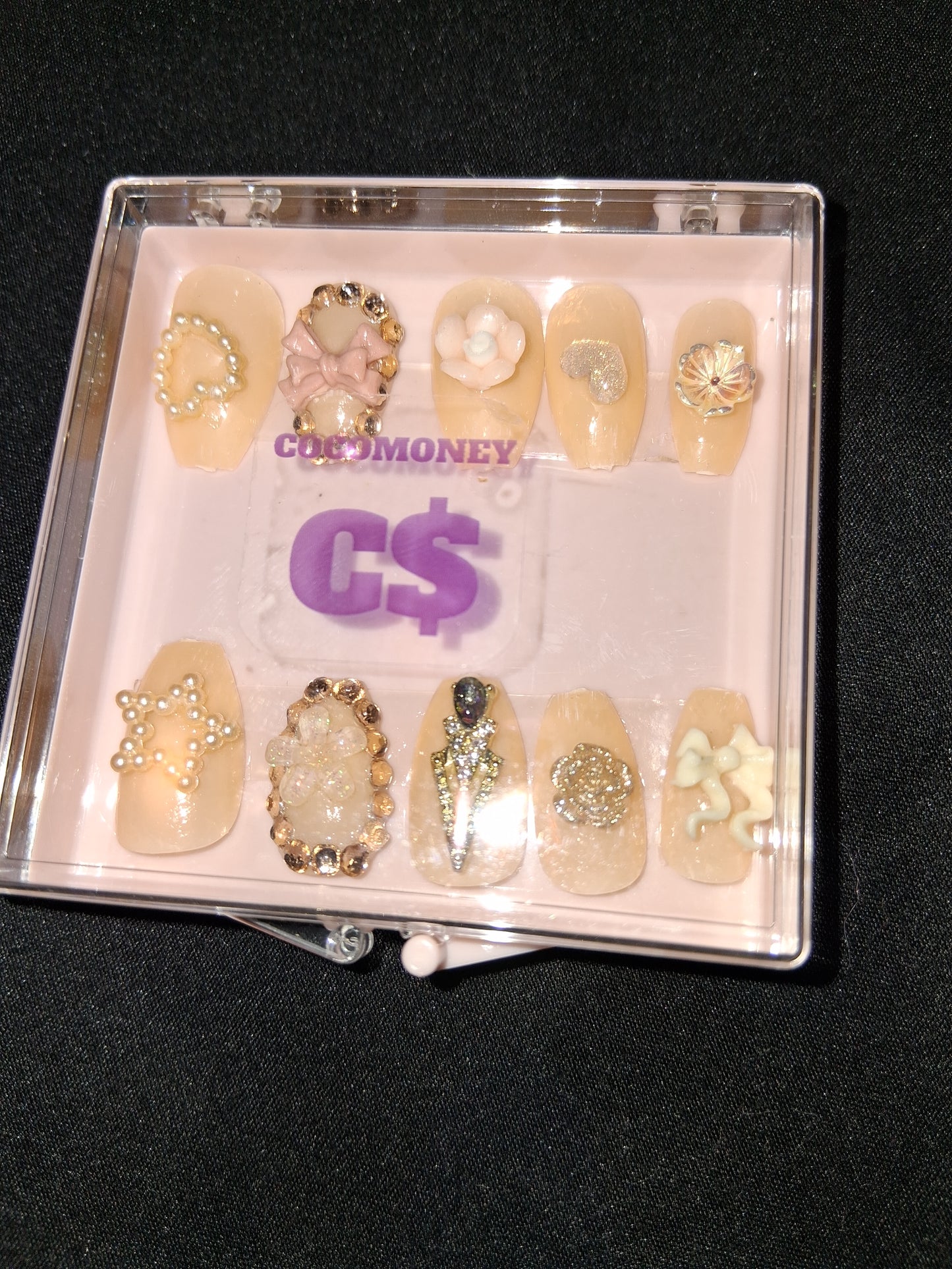 COCOMONEY NAILS CUSTOM ONE OF A KIND PIECES WITH NAIL BAG AND FREE GIFTS ACRYLIC