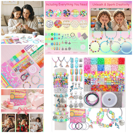 Bracelet Making Kit 3400 Pcs Beads for Charm Friendship Jewelry Making Supplies Unicorn Mermaid Art Crafts Birthday Christmas Gifts for Girls Ages 6 up Years Old