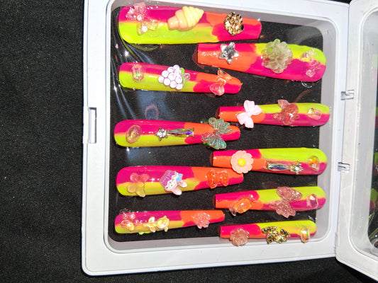 COCOMONEY NAILS CUSTOM 1 OF 1 GLUE ON PRESS ON COMES WITH FREE GIFTS #