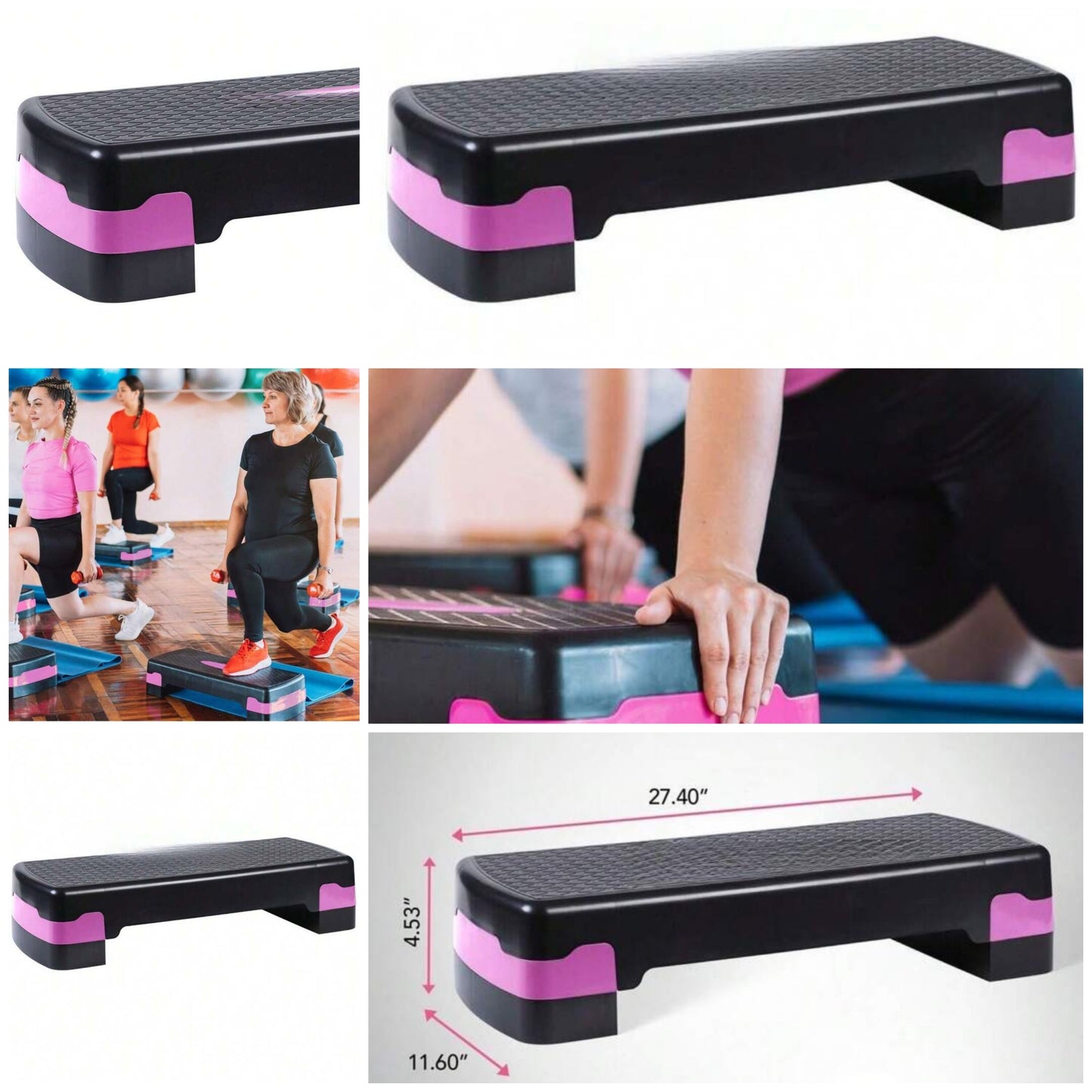 Aerobic Step Platform Exercise Fitness Equipment W/ Adjustable Height