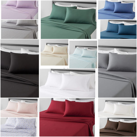 Lightweight, Breathable Super Soft Easy Care Microfiber 4 Piece Bed Sheet Set with 14-Inch Deep Pockets,