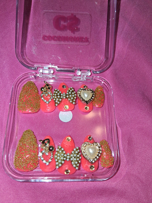 COCOMONEY NAILS CUSTOM 1 OF 1 GLUE ON PRESS ON COMES WITH FREE GIFTS #b66