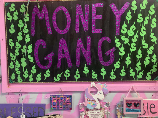 COCOMONEY ART MONEY GANG WOOD 1 OF 1 CUSTOM PIECE BY COCOMONEY