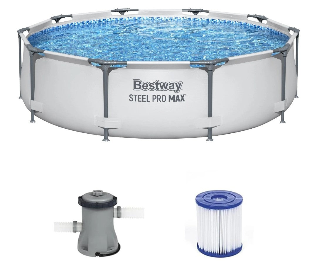 10' x 30" Round Steel Hard Side Family Swimming Pool