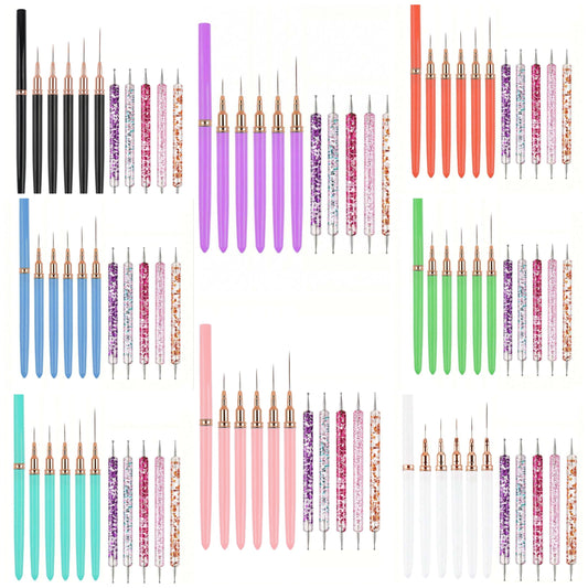 10 Pcs Nail Art Brushes Set,Nail Art Brushes, Nail Design Brushes, Paint Drawing Liner Nail Art Tools,Double-Ended Nail Point Drill Pen, UV Gel Painting Nail Design Brush Pen, Nail Dotting Pen Brush Kit Nail Art Tool, Dual-Ended Nail Art Liner Brushes,For