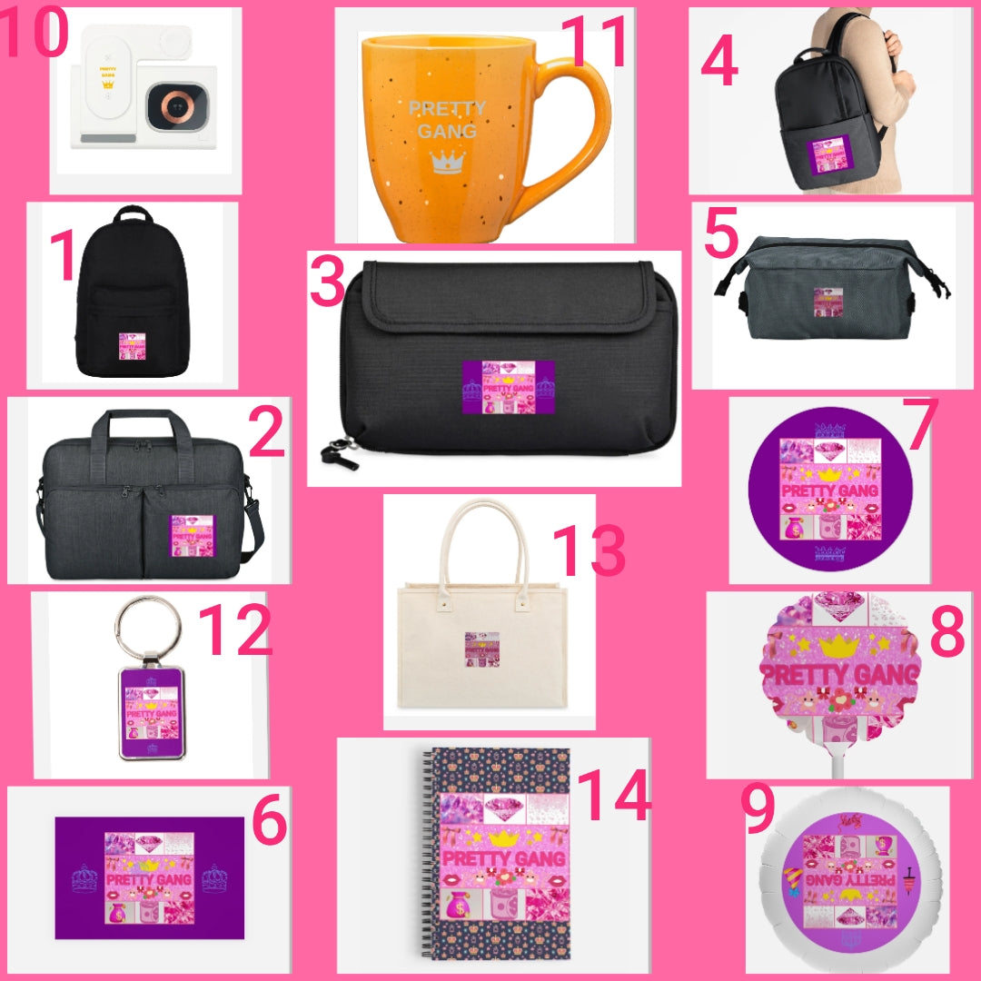 Pretty Gang merch by Cocomoney choose number beside product you want