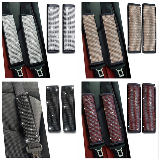 2-Pack Bling Seat Belt Covers,Bling Seat Belt Covers for Womens,Car Seat Belt Strap Cover Shoulder Pad,Universal Car Interior Accessories Fit for Car/Truck/SUV(,2PC)