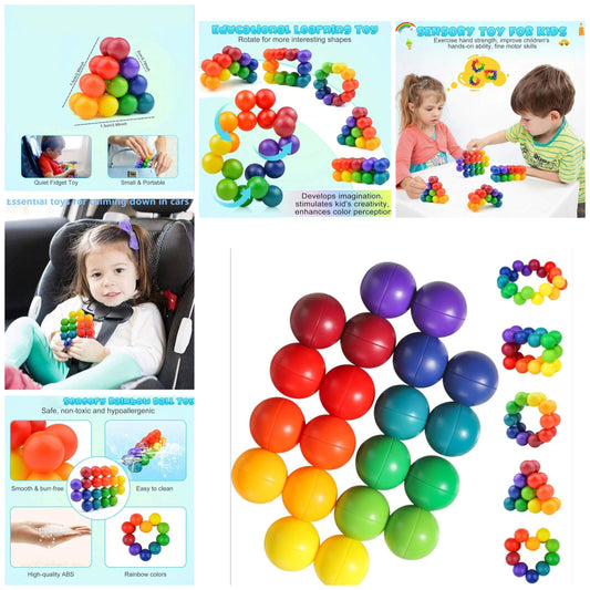 Fidget Toys - Restless Rainbow Ball Toy, Cool Desktop Toy, Essential Toy For Peaceful Travel Planes, Perfect For Birthday And Holiday Gifts (Shape And Color Details Are Random),Travelling Toys,Educational Sensory,Plane>Toy abs 3 and up