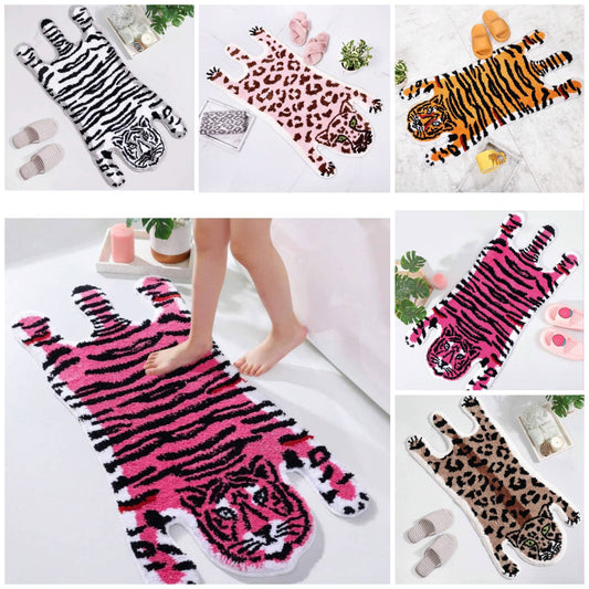 Living Room Rug Washable Soft Leopard Patchwork Print Large Area Rugs For Bedroom Low Pile Non Slip Animal Print Throw Carpet Runner Rug For Hallway Dining Room