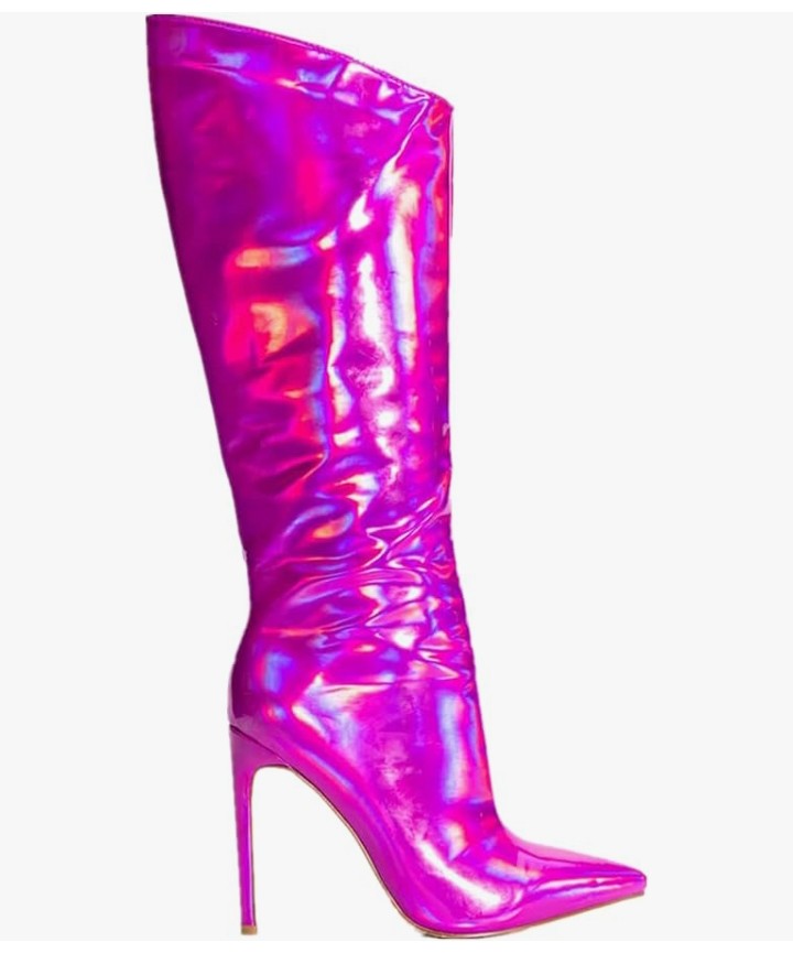 Hot Faux Leather Tall Boots Fashion High Heels Thin Heels Side Zipper Shoes Ladies Winter Pleated Long Boots