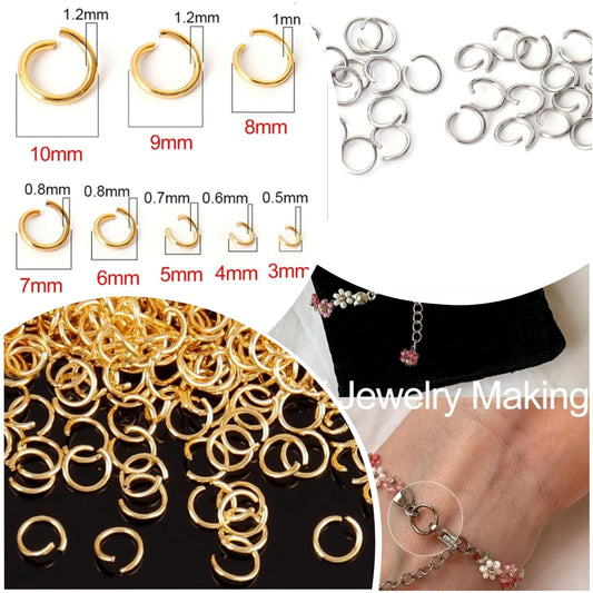 100pcs Stainless Steel Open Jump Rings Split Rings For Diy Jewelry Making gold or silver or mix