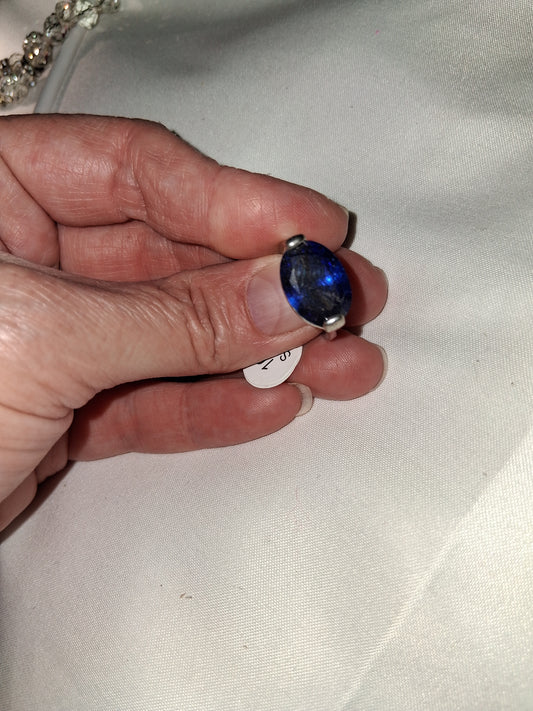 Stainless steel ring blue size 6