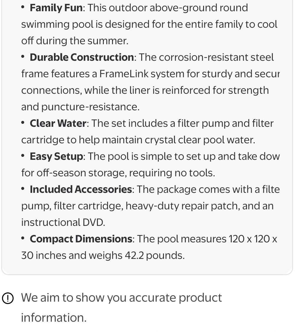 10' x 30" Round Steel Hard Side Family Swimming Pool