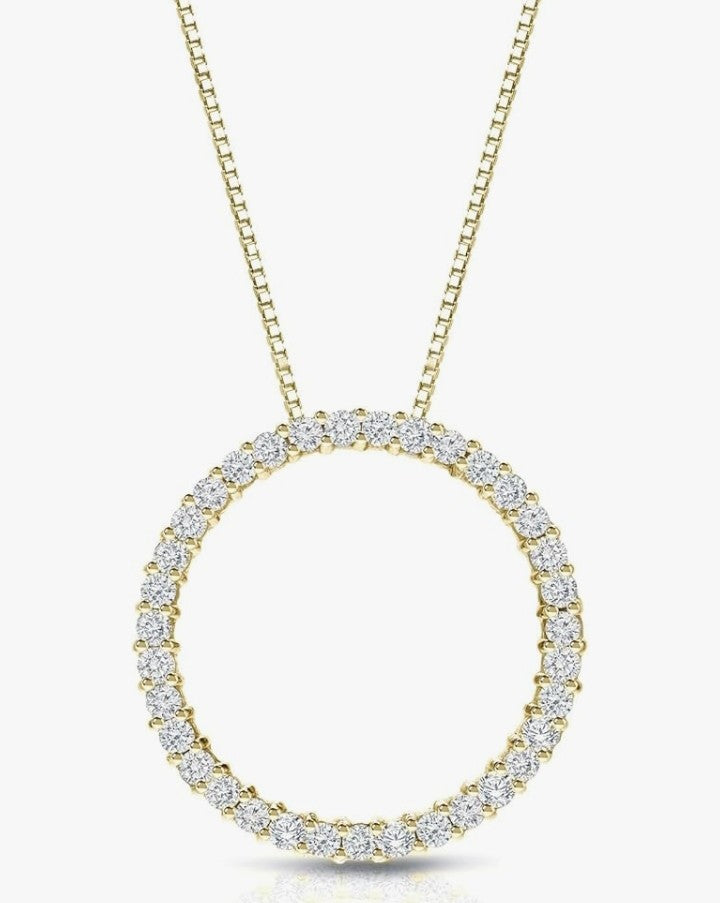 COCOMONEY 1/6 to 1 Carat Diamond Circle of Life Round Pendant Necklace for Women in 14k Gold (I1-I2, cttw) on 18 Inch Long Chain with Spring Ring Clasp