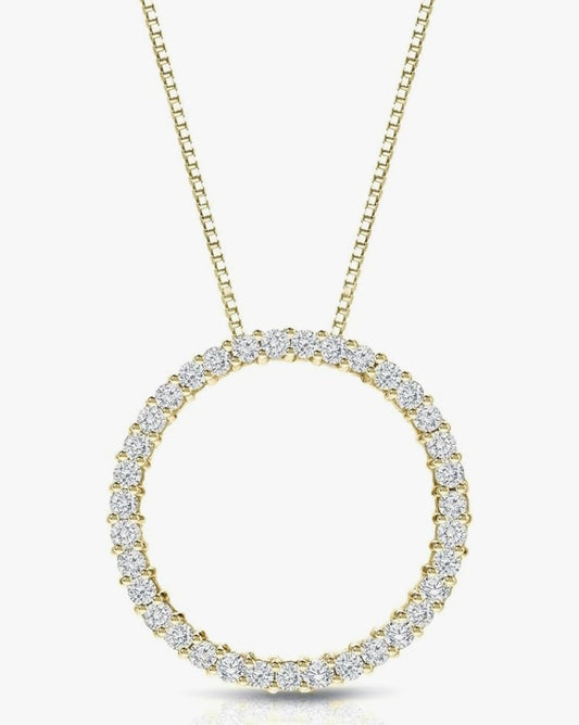 COCOMONEY 1/6 to 1 Carat Diamond Circle of Life Round Pendant Necklace for Women in 14k Gold (I1-I2, cttw) on 18 Inch Long Chain with Spring Ring Clasp
