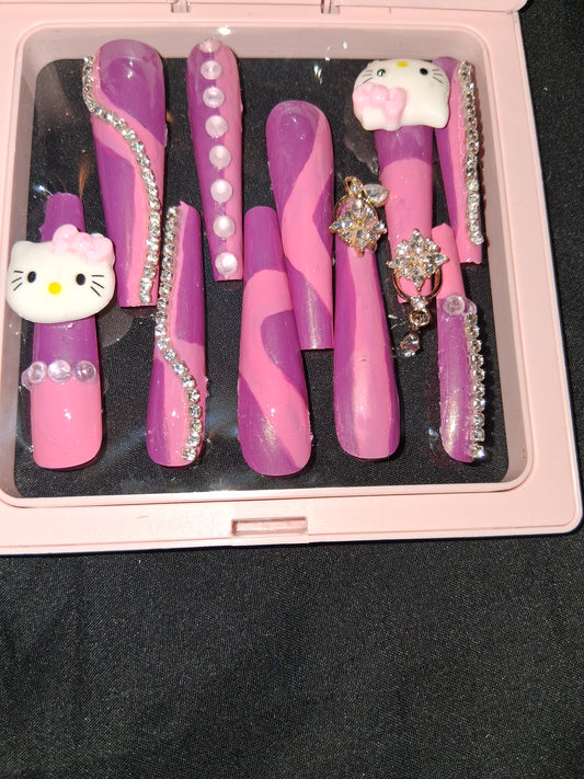 COCOMONEY NAILS CUSTOM 1 OF 1 GLUE ON PRESS ON COMES WITH FREE GIFTS #p43