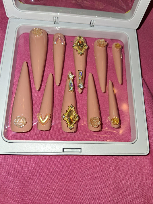 COCOMONEY NAILS CUSTOM 1 OF 1 GLUE ON PRESS ON COMES WITH FREE GIFTS #12