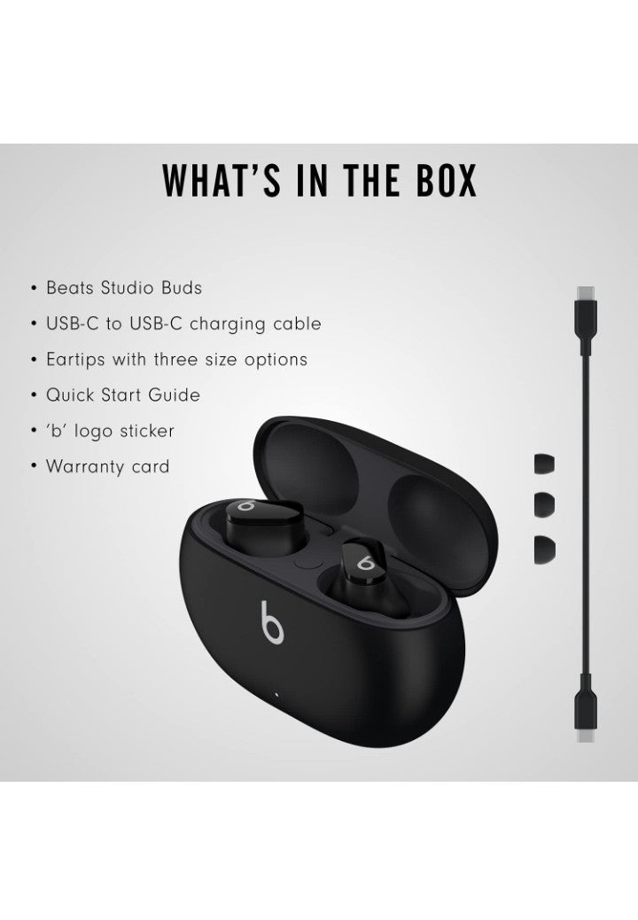Beats Studio Buds - True Wireless Noise Cancelling Earbuds - Compatible with Apple & Android, Built-in Microphone, IPX4 Rating, Sweat Resistant Earphones, Class 1 Bluetooth Headphones - Black