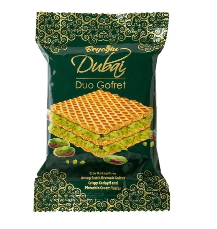 Dubai cream filled duo pistachio and kadayif wafer