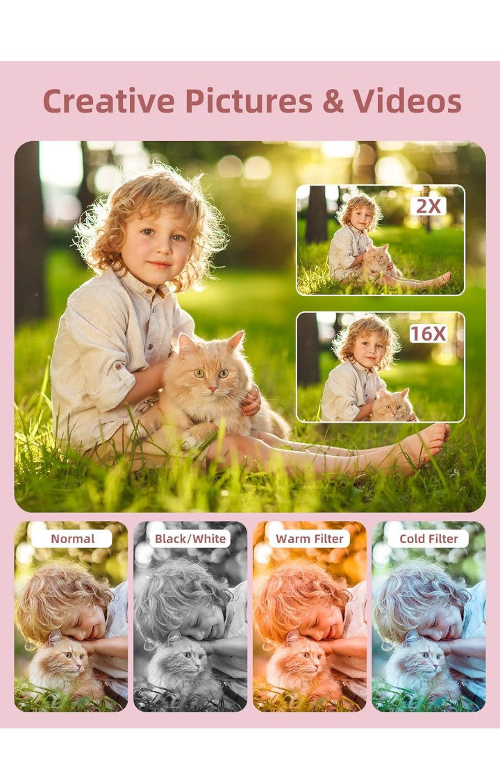 Digital Camera, FHD 1080P Camera, Digital Point and Shoot Camera with 16X Zoom Anti Shake, Compact Small Camera for Boys Girls Kids
