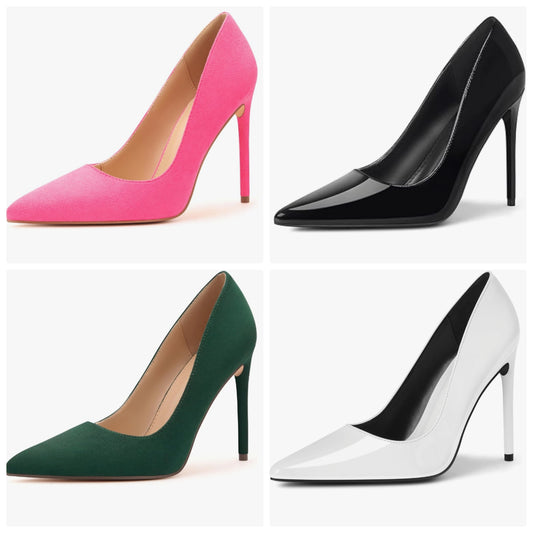 Women's Pumps Slip On High Heels with Pointed Toe 4Inch Stiletto Bridal Party Dress Heels for Casual