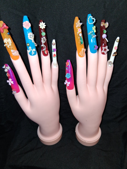 COCOMONEY NAILS CUSTOM 1 OF 1 GLUE ON PRESS ON COMES WITH FREE GIFTS #o58
