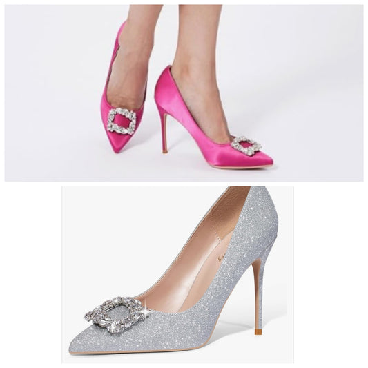 Heels for Women High Heels Closed Pointed Toe Slip on Party Wedding Shoes