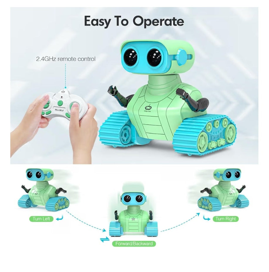 Robot Toy, Rechargeable RC Robot for Kids, Remote Control Toy with Music and LED Eyes, Gift for Children Age 3 Years and Up