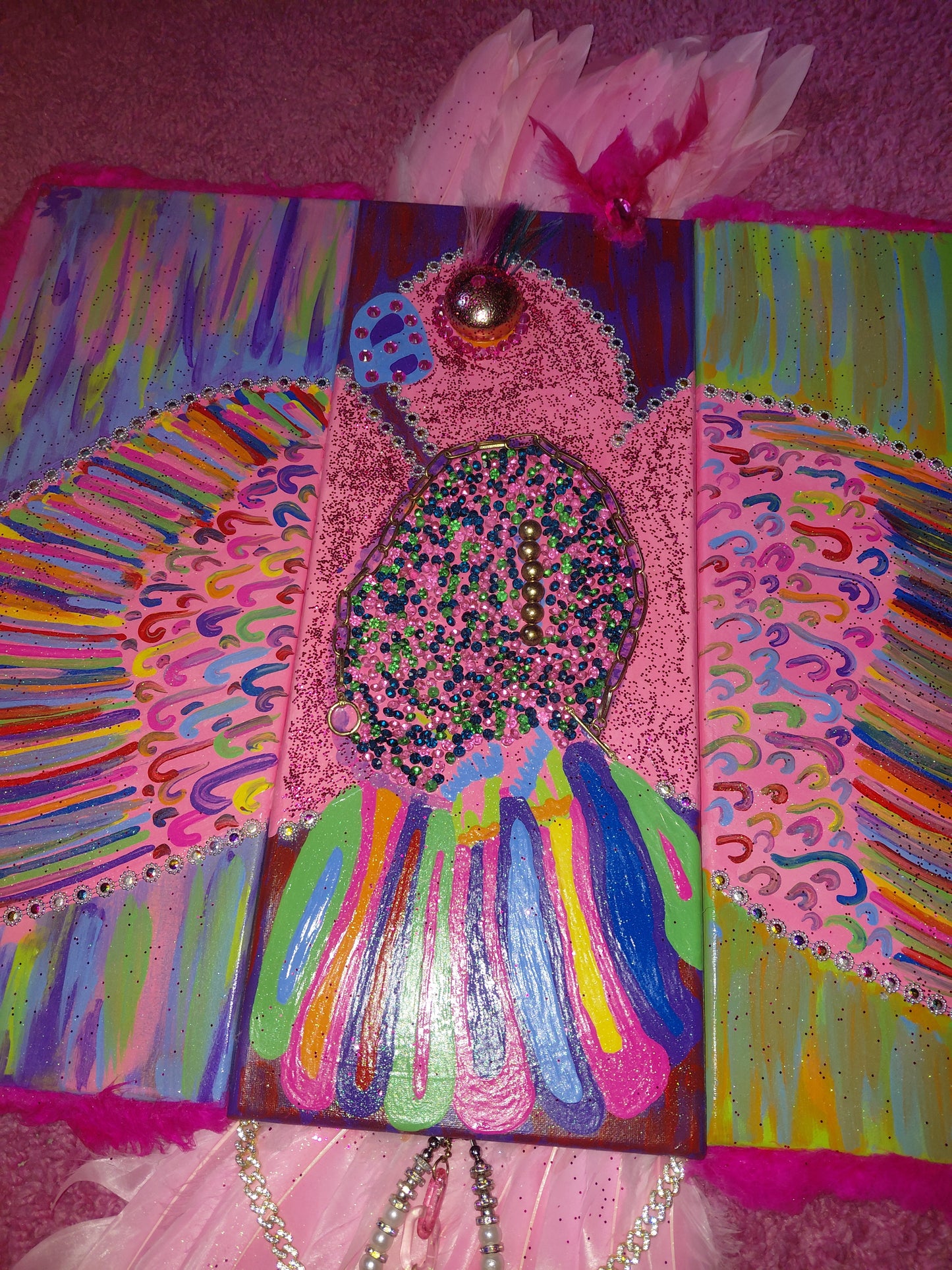 FREE BIRD✅️ CUSTOM PAINTING BY COCOMONEY 1 OF A KIND PIECE. 60×24 Inches 3 piece 1 painting connects together and makes 1 stunning piece of art signed C$ COCOMONEY by me personally dated and signed on the back.