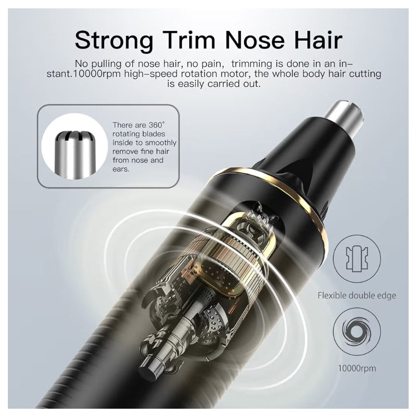 Nose Hair Trimmers for Men，Rechargeable Hair Trimmer 2 in 1 Painless Multifunctional Ear and Nose Hair Trimmer with IPX7 Waterproof Dual Edge Blades
