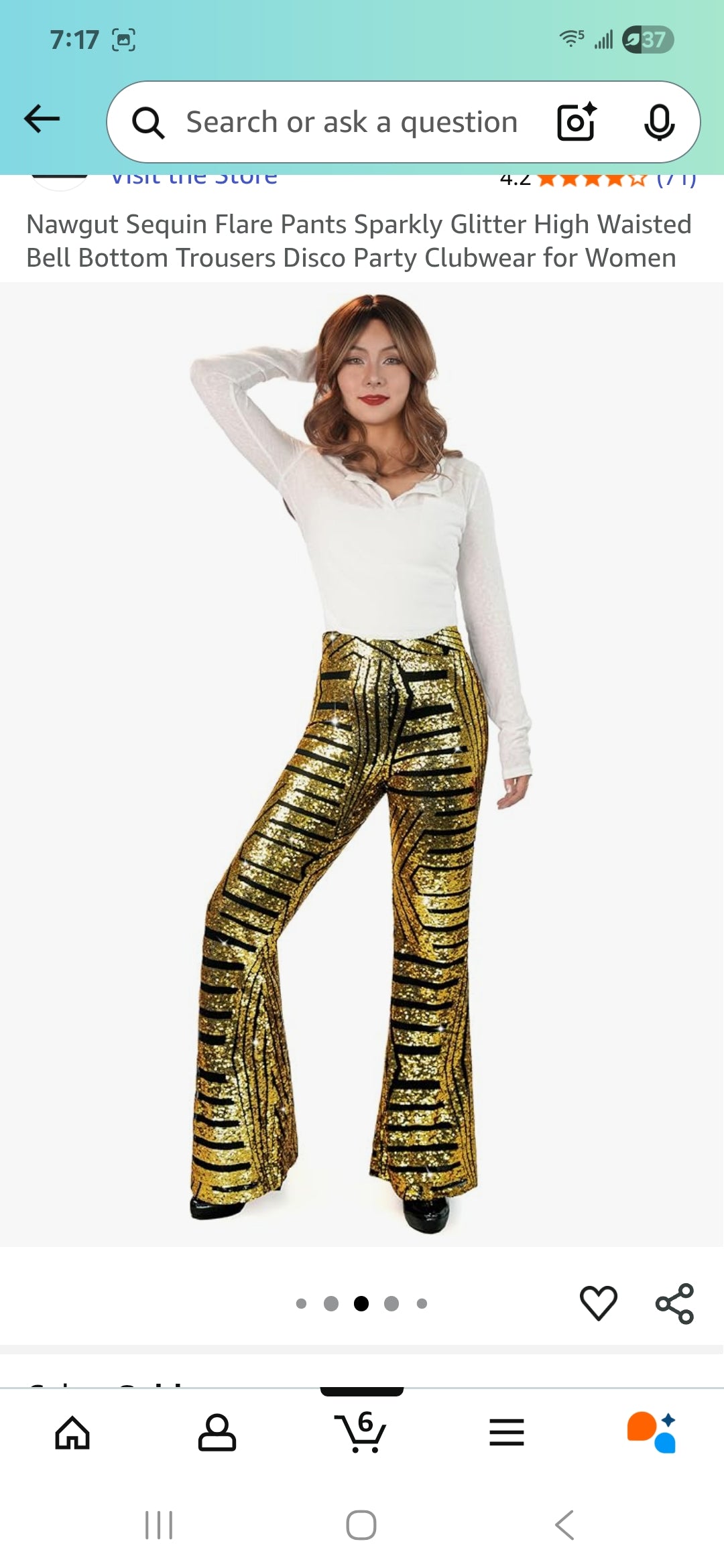 Sequin Flare Pants Sparkly Glitter High Waisted Bell Bottom Trousers Disco Party Clubwear