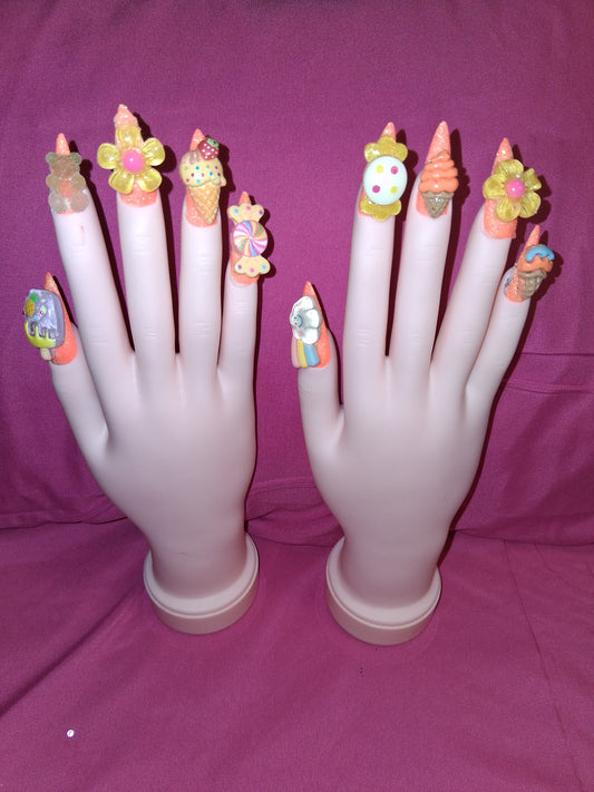 COCOMONEY NAILS CUSTOM 1 OF 1 GLUE ON PRESS ON COMES WITH FREE GIFTS #o40