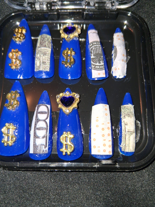 COCOMONEY NAILS CUSTOM 1 OF A KIND PIECES ACRYLIC COMES WITH FREE GIFTS