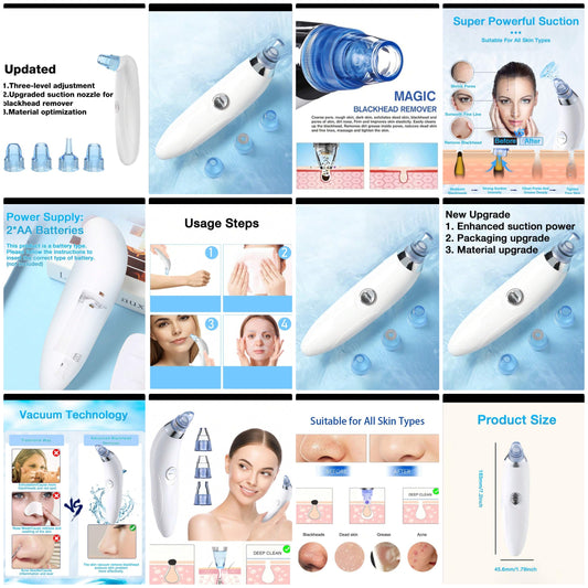 New Upgrade Electric Blackhead Vacuum Suction Remover, Stronger Suction Power,Powerful Portable Facial Pore Cleaner With 4 Probes,Remove Blackhead In Gentle And Safe Way Without Squeezing Pain For Women And Men. Your Personal Professional Beautician, Suit