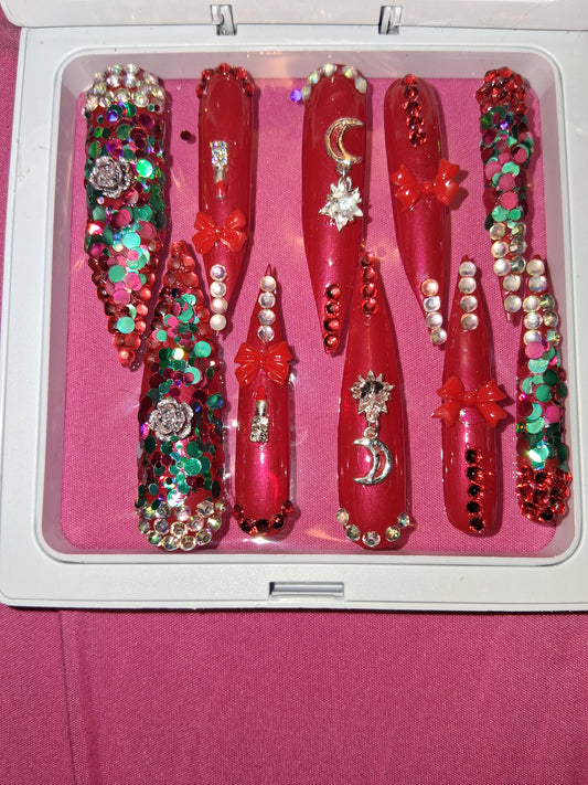 COCOMONEY NAILS CUSTOM 1 OF 1 GLUE ON PRESS ON COMES WITH FREE GIFTS #o35