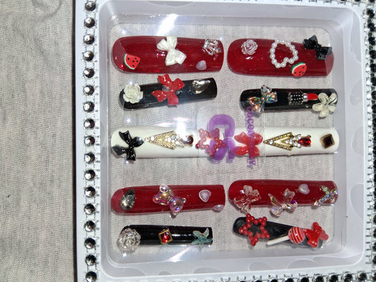COCOMONEY NAILS CUSTOM 1 OF 1 GLUE ON PRESS ON COMES WITH FREE GIFTS #p32
