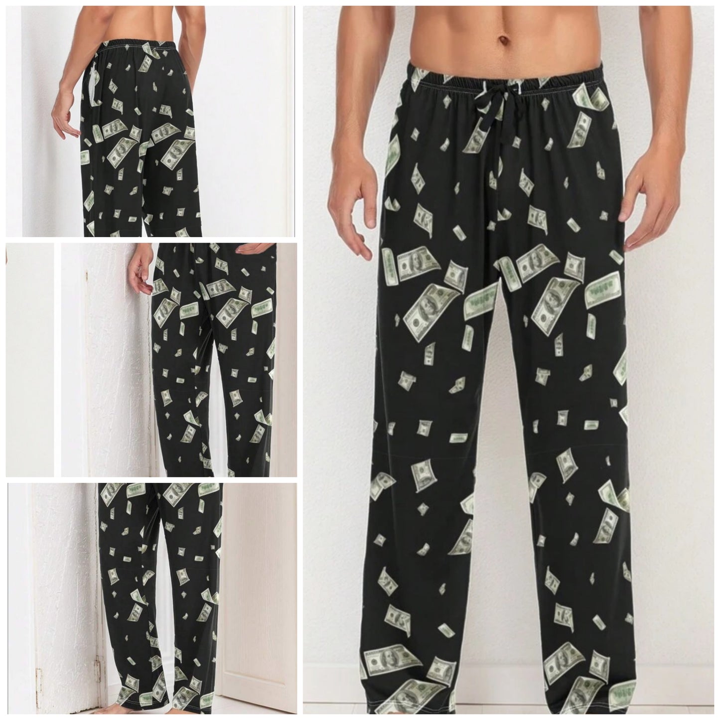 Money Print Casual Comfortable Lounge Pants, Sleepwear COCOMONEY