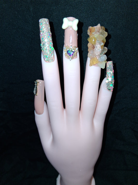 COCOMONEY NAILS CUSTOM 1 OF 1 GLUE ON PRESS ON COMES WITH FREE GIFTS #o86
