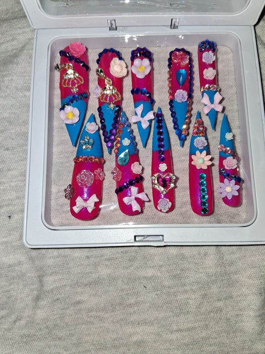 COCOMONEY NAILS CUSTOM 1 OF 1 GLUE ON PRESS ON COMES WITH FREE GIFTS #p69
