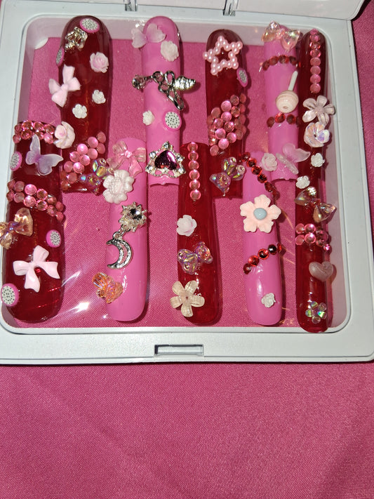 COCOMONEY NAILS CUSTOM 1 OF 1 GLUE ON PRESS ON COMES WITH FREE GIFTS #p66