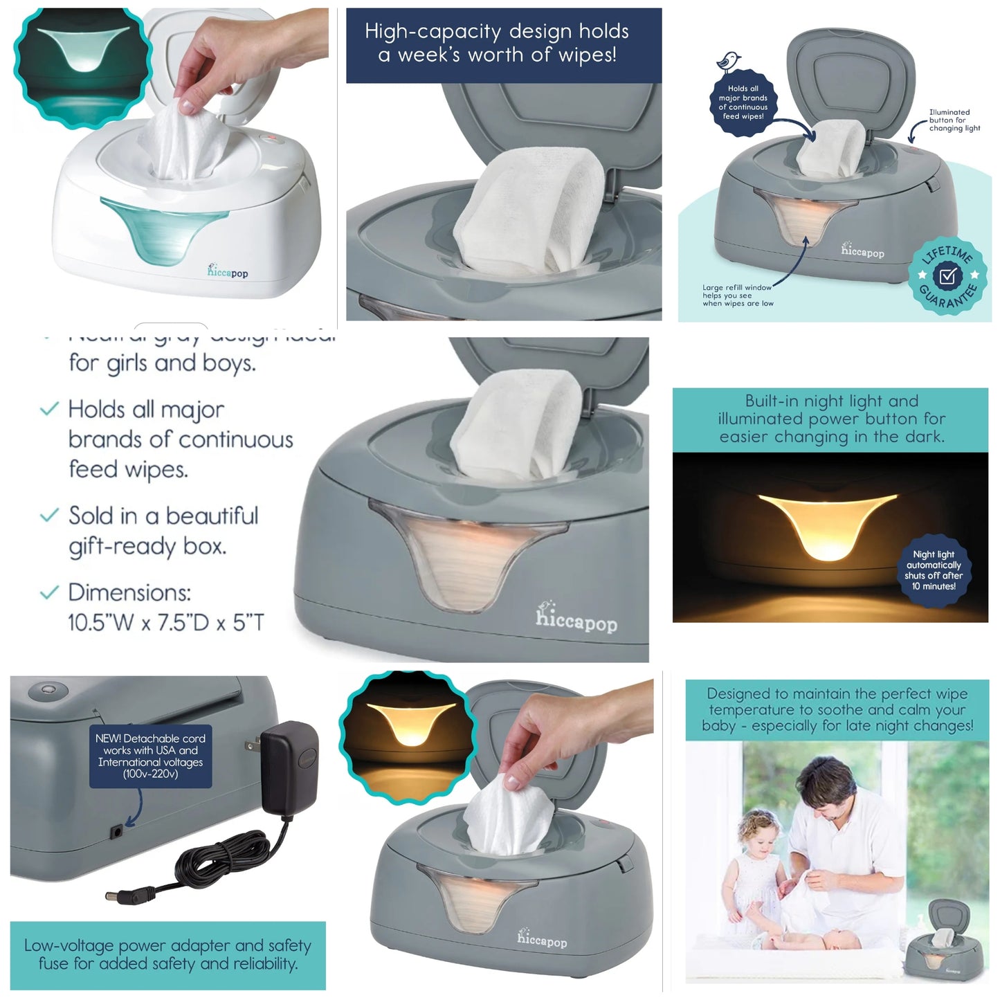 hiccapop Baby Wipe Warmer and Baby Wet Wipes Dispenser | Baby Wipes Warmer for Babies | Diaper Wipe Warmer with Changing Light