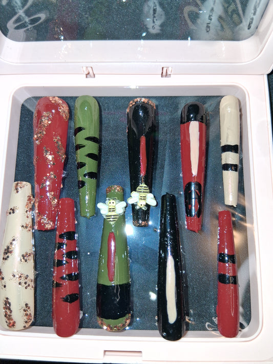 COCOMONEY NAILS CUSTOM 1 OF 1 GLUE ON PRESS ON COMES WITH FREE GIFTS #o50