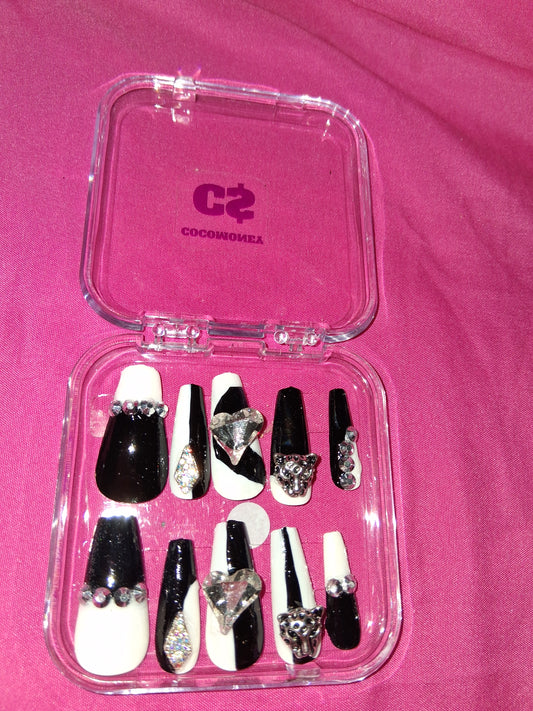 COCOMONEY NAILS CUSTOM 1 OF 1 GLUE ON PRESS ON COMES WITH FREE GIFTS #b100