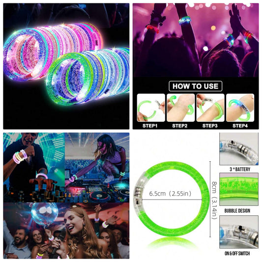 20pcs-LED Glow Sticks Bracelets, 8 Color Glow Sticks Bracelets Glow In The Dark Party Supplies, Christmas Party Supplies Sparkling Bubble Bracelet Prop, Party Favors For Birthday Carnival Wedding New Years Eve Party Games Gifts, Concerts, Sports Events,