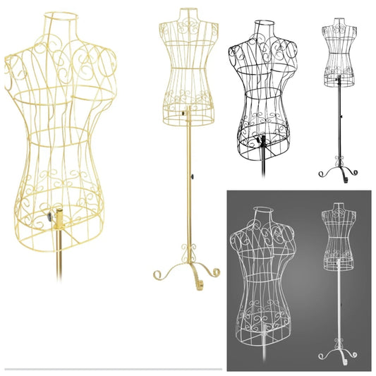 Mannequin Metal Steel Wire Dress Form for Display, Vintage Style Maniquine, Adjustable Height